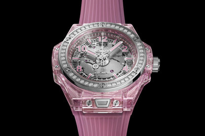 HB Big Bang ONE CLICK PINK SAPPHIRE DIAMONDS Ref# 465.JP.4802.RT.1204