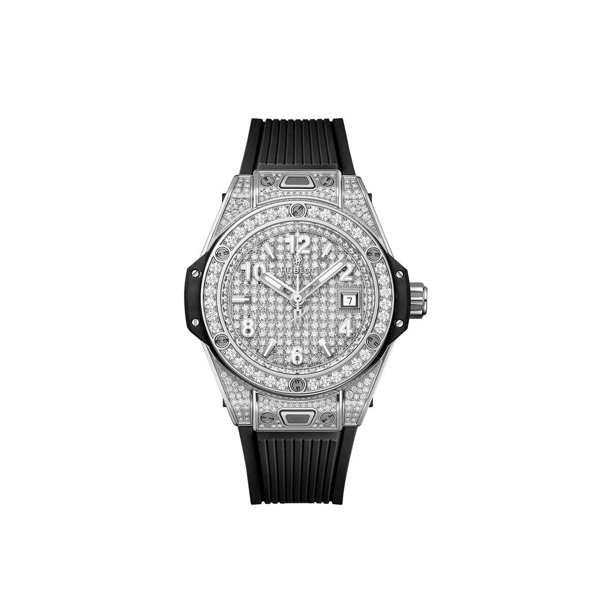 HB Big Bang ONE CLICK STEEL FULL PAVÉ Ref# 485.SX.9000.RX.1604