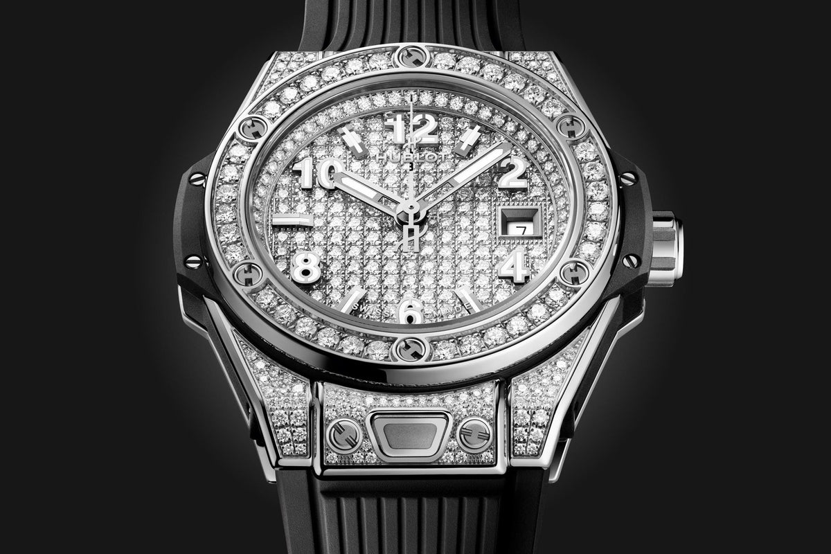 HB Big Bang ONE CLICK STEEL FULL PAVÉ Ref# 485.SX.9000.RX.1604