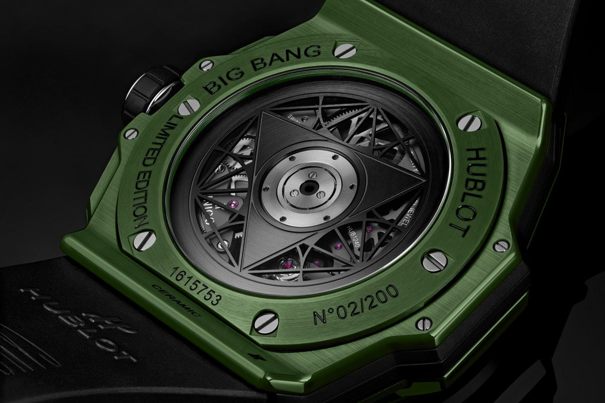 HB Big Bang SANG BLEU II GREEN CERAMIC Ref# 418.GX.5207.RX.MXM22