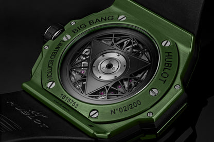 HB Big Bang SANG BLEU II GREEN CERAMIC Ref# 418.GX.5207.RX.MXM22