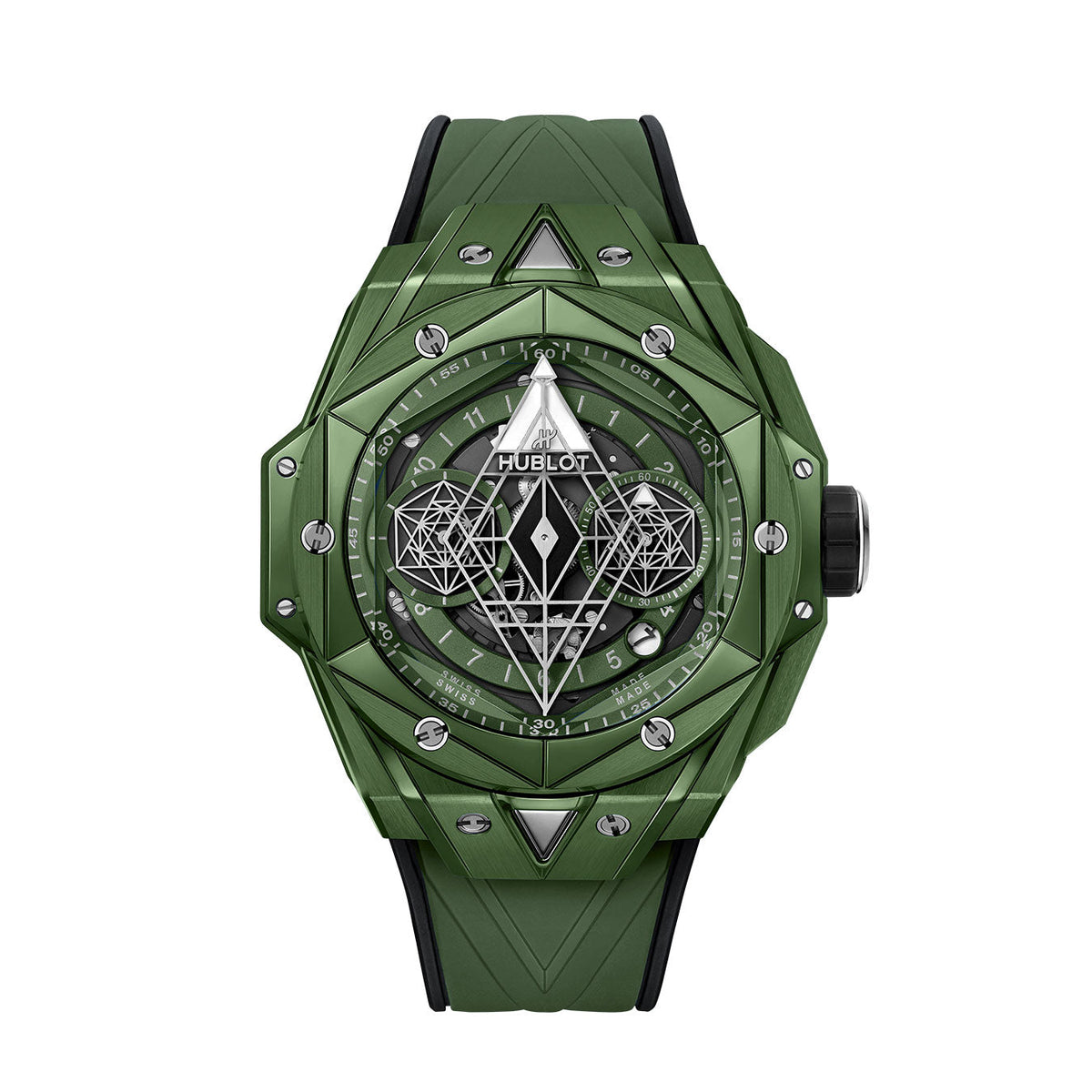 HB Big Bang SANG BLEU II GREEN CERAMIC Ref# 418.GX.5207.RX.MXM22