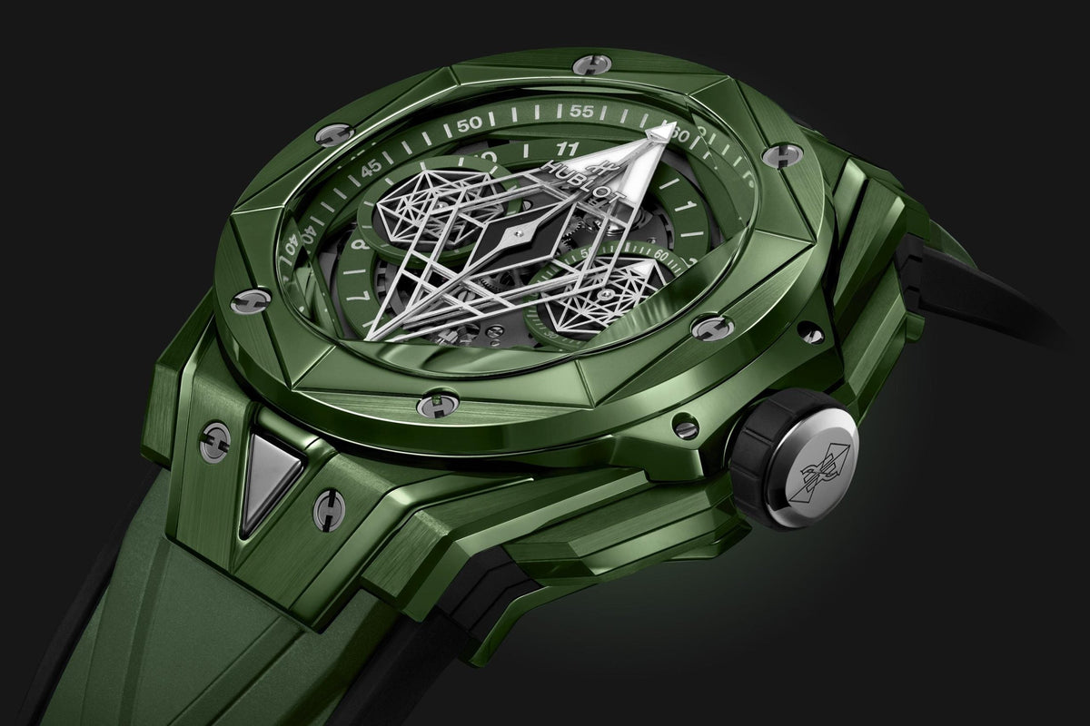 HB Big Bang SANG BLEU II GREEN CERAMIC Ref# 418.GX.5207.RX.MXM22