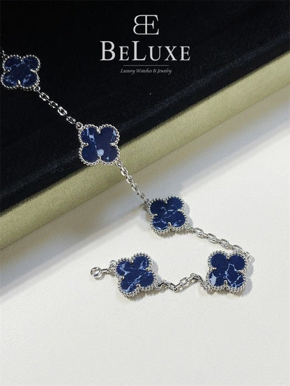 18K White Gold Pietersite Van Cleef & Arpels Vintage Alhambra Bracelet