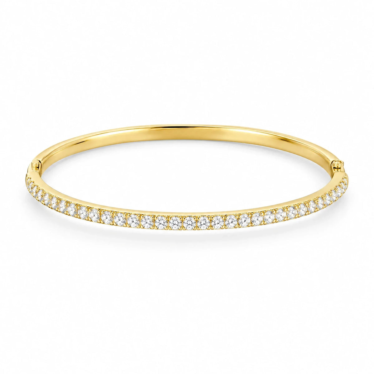 Ines 18K Gold Plated 925 Sterling Silver Cubic Zirconia Bangle Bracelet
