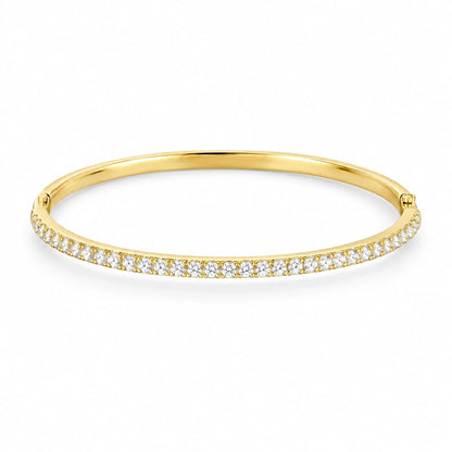 Ines 18K Gold Plated 925 Sterling Silver Cubic Zirconia Bangle Bracelet