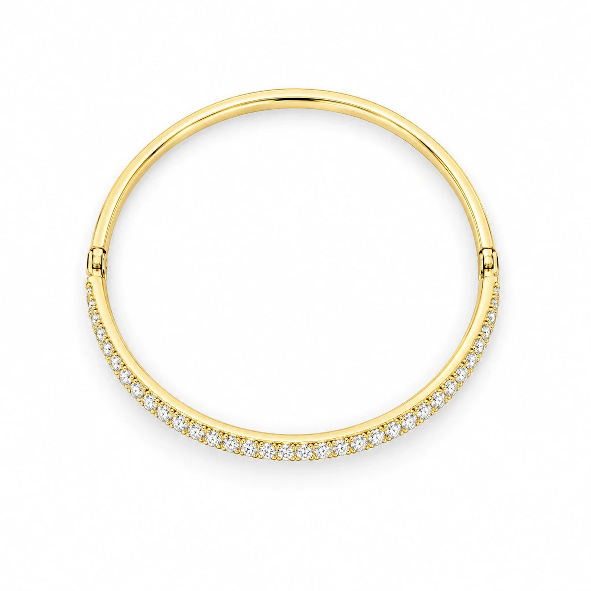 Ines 18K Gold Plated 925 Sterling Silver Cubic Zirconia Bangle Bracelet