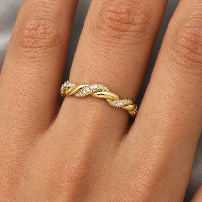 Isolde 18K Gold Plated 925 Sterling Silver Cubic Zirconia Twist Ring