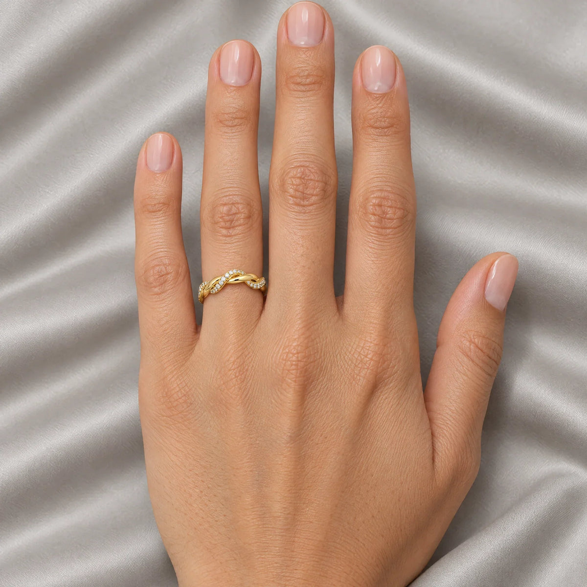 Isolde 18K Gold Plated 925 Sterling Silver Cubic Zirconia Twist Ring