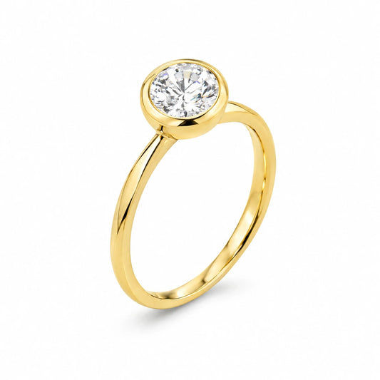 Lucienne 18K Gold Plated 925 Sterling Silver Cubic Zirconia Solitaire Ring