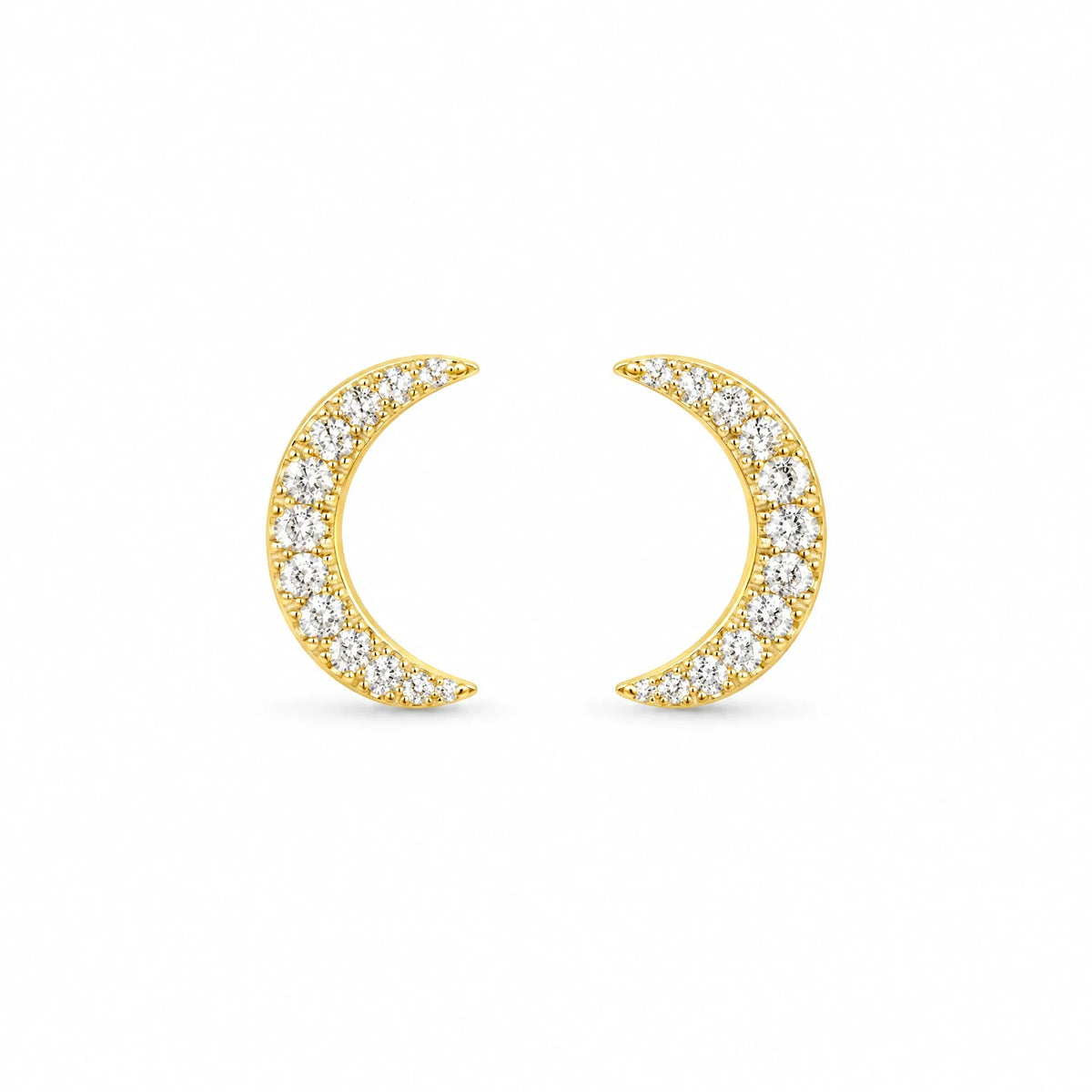 Luna 18K Gold Plated 925 Sterling Silver Cubic Zirconia Stud Earrings
