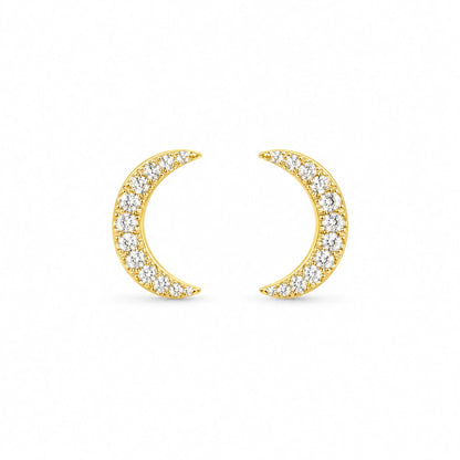Luna 18K Gold Plated 925 Sterling Silver Cubic Zirconia Stud Earrings