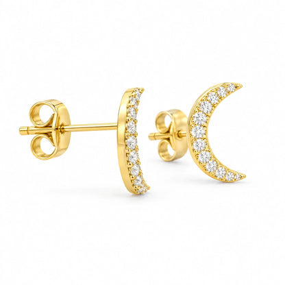Luna 18K Gold Plated 925 Sterling Silver Cubic Zirconia Stud Earrings