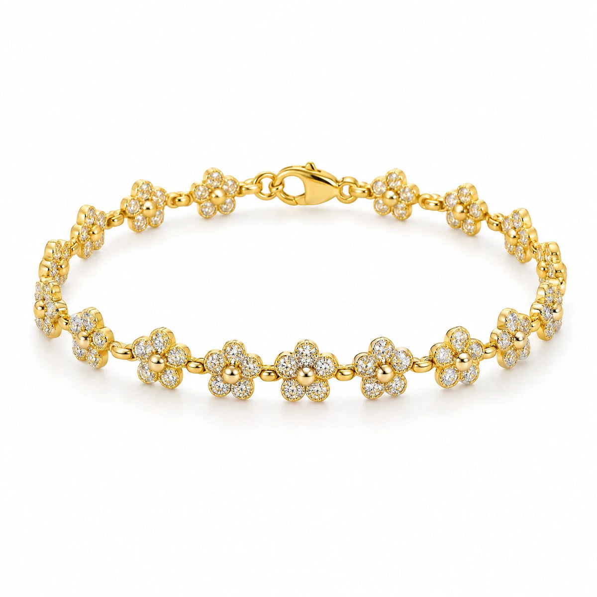 Margot 18K Gold Plated 925 Sterling Silver Cubic Zirconia Daisy Link Bracelet