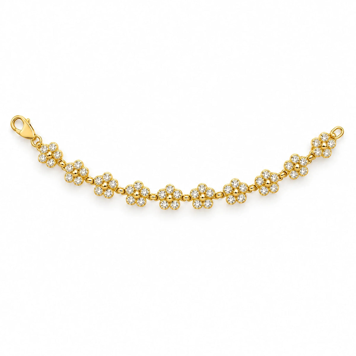 Margot 18K Gold Plated 925 Sterling Silver Cubic Zirconia Daisy Link Bracelet