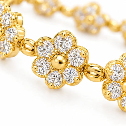 Margot 18K Gold Plated 925 Sterling Silver Cubic Zirconia Daisy Link Bracelet