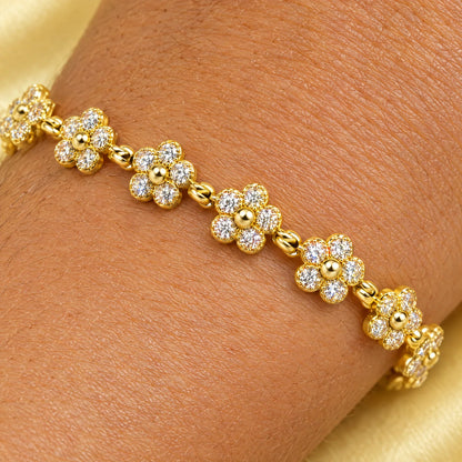Margot 18K Gold Plated 925 Sterling Silver Cubic Zirconia Daisy Link Bracelet