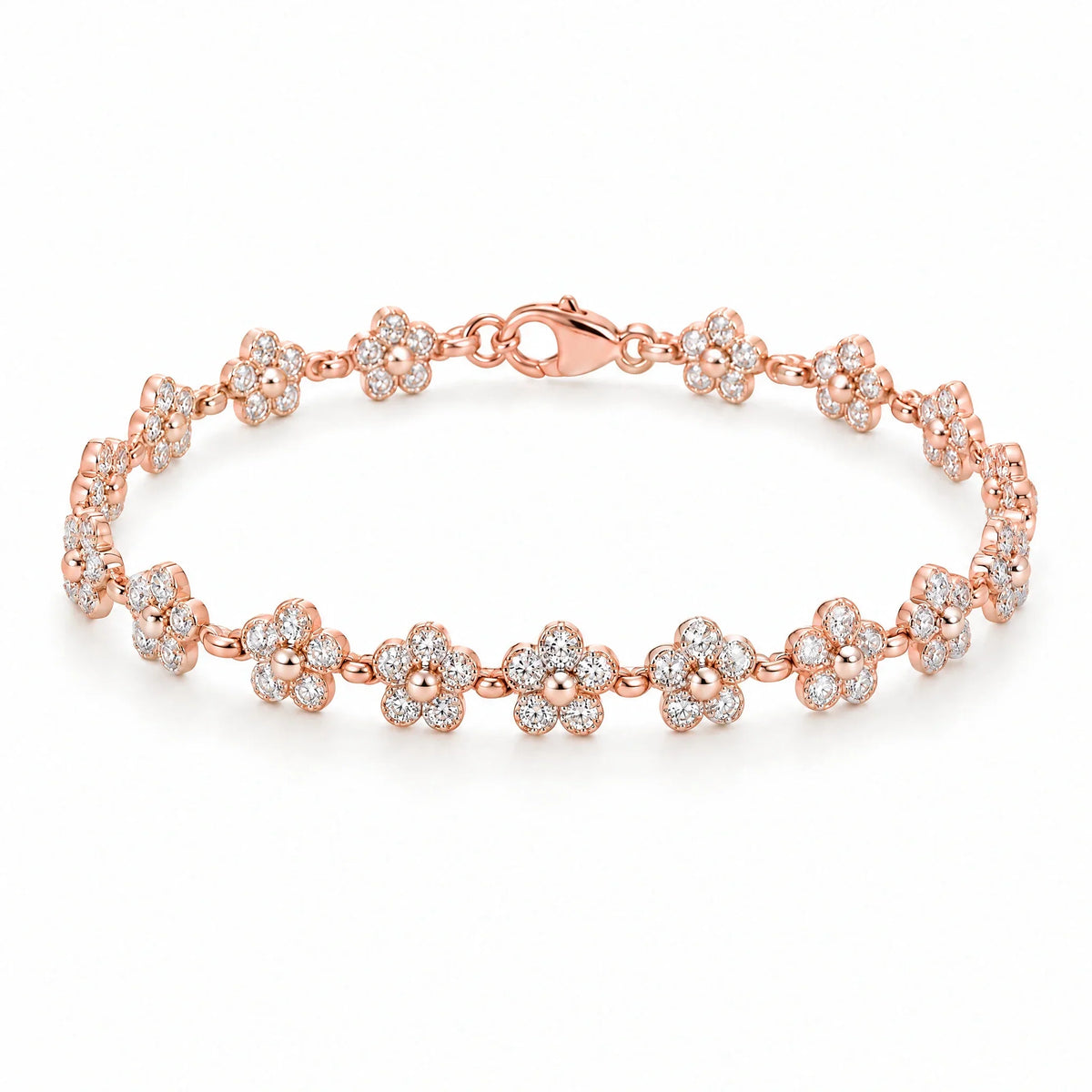 Margot 18K Gold Plated 925 Sterling Silver Cubic Zirconia Daisy Link Bracelet