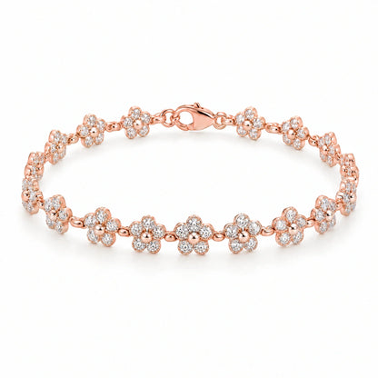 Margot 18K Gold Plated 925 Sterling Silver Cubic Zirconia Daisy Link Bracelet