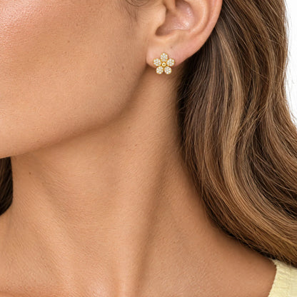 Margot 18K Gold Plated 925 Sterling Silver Cubic Zirconia Daisy Earrings