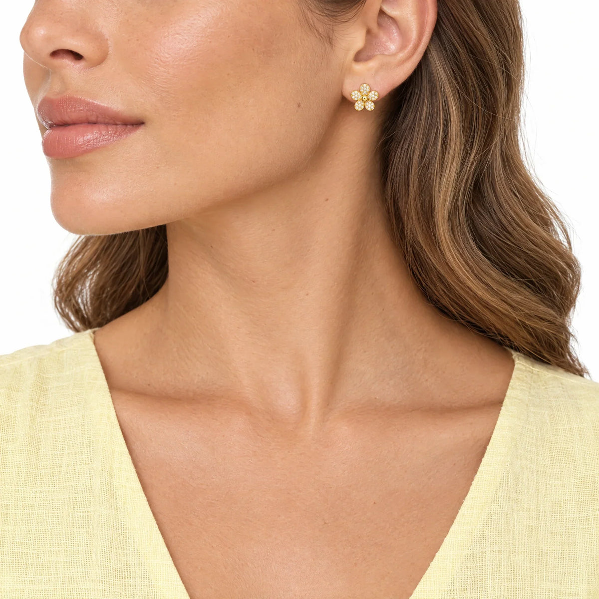 Margot 18K Gold Plated 925 Sterling Silver Cubic Zirconia Daisy Earrings