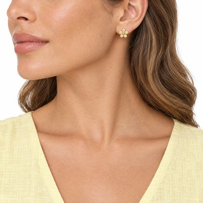 Margot 18K Gold Plated 925 Sterling Silver Cubic Zirconia Daisy Earrings