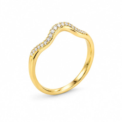 Marina 18K Gold Plated 925 Sterling Silver Cubic Zirconia Wave Band Ring