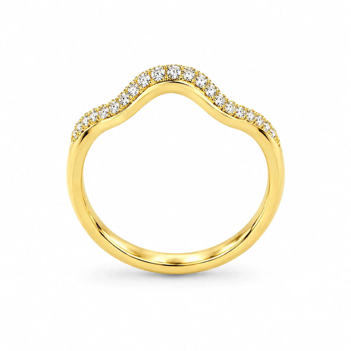Marina 18K Gold Plated 925 Sterling Silver Cubic Zirconia Wave Band Ring