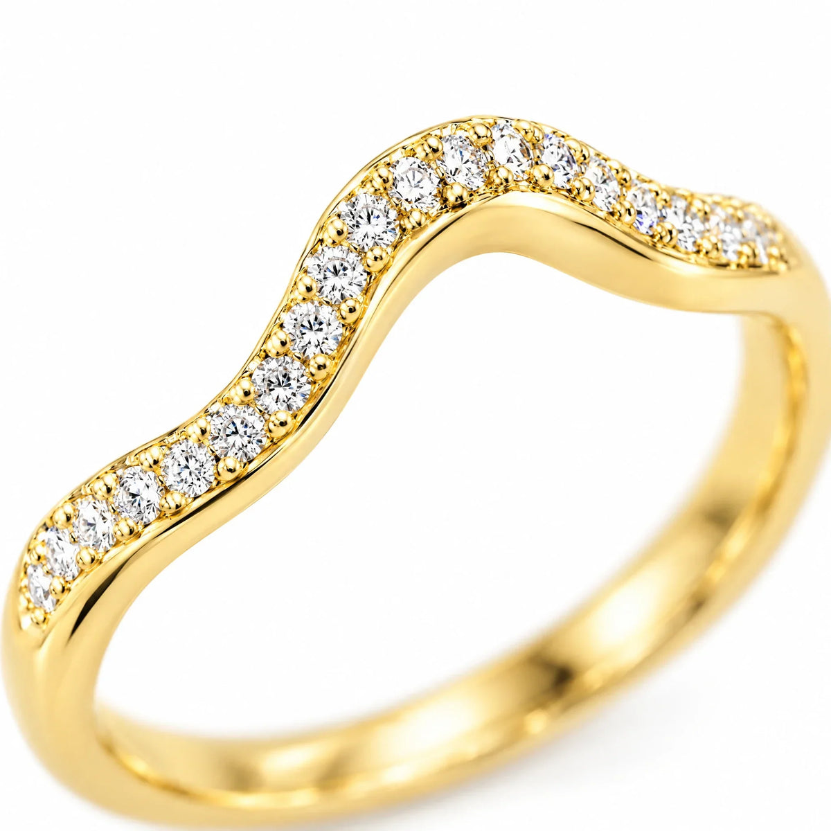 Marina 18K Gold Plated 925 Sterling Silver Cubic Zirconia Wave Band Ring