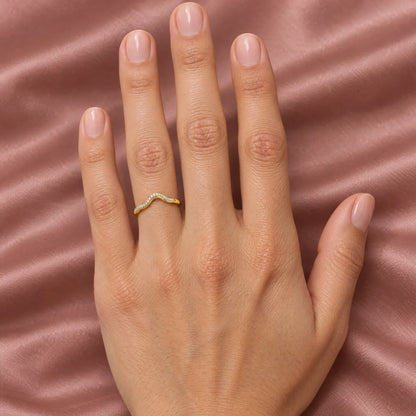 Marina 18K Gold Plated 925 Sterling Silver Cubic Zirconia Wave Band Ring