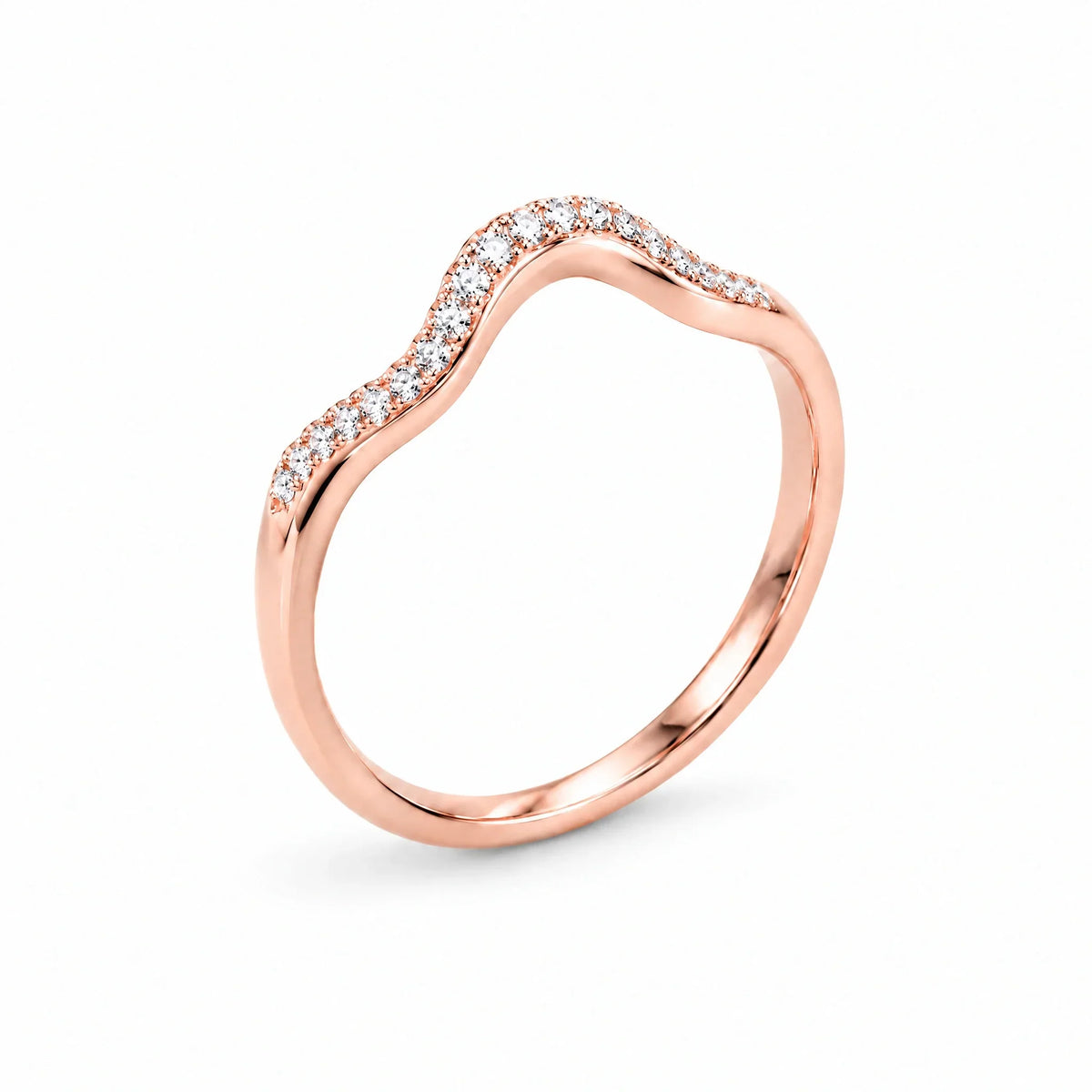 Marina 18K Gold Plated 925 Sterling Silver Cubic Zirconia Wave Band Ring