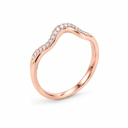 Marina 18K Gold Plated 925 Sterling Silver Cubic Zirconia Wave Band Ring