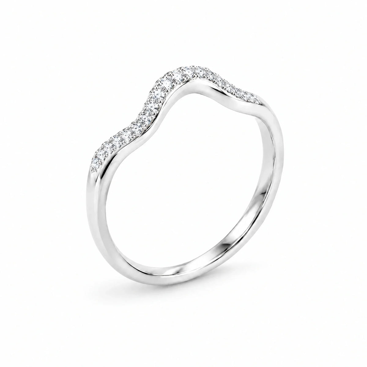Marina 18K Gold Plated 925 Sterling Silver Cubic Zirconia Wave Band Ring