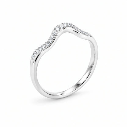 Marina 18K Gold Plated 925 Sterling Silver Cubic Zirconia Wave Band Ring