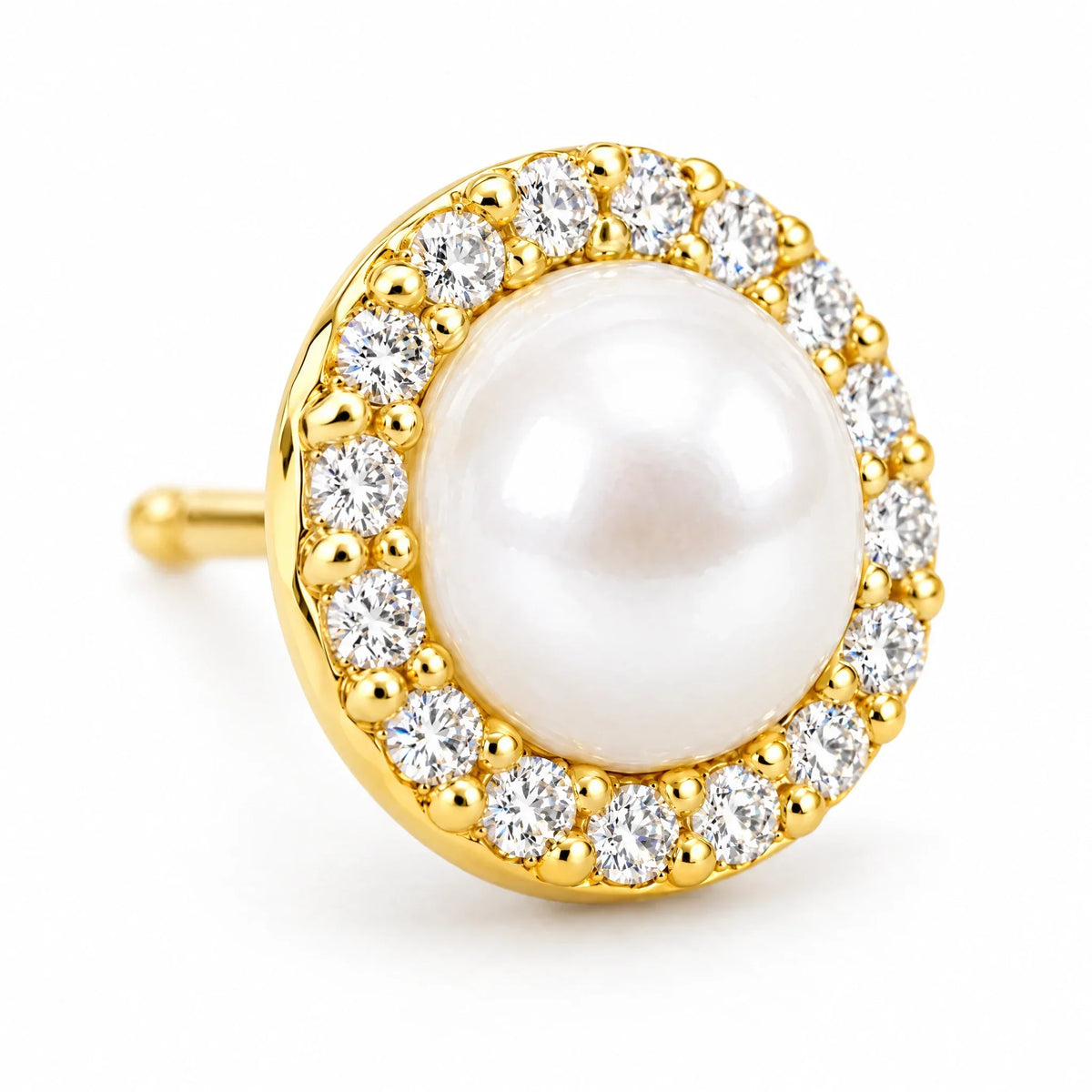 Marisol 18K Gold Plated 925 Sterling Silver Pearl Halo Stud Earrings