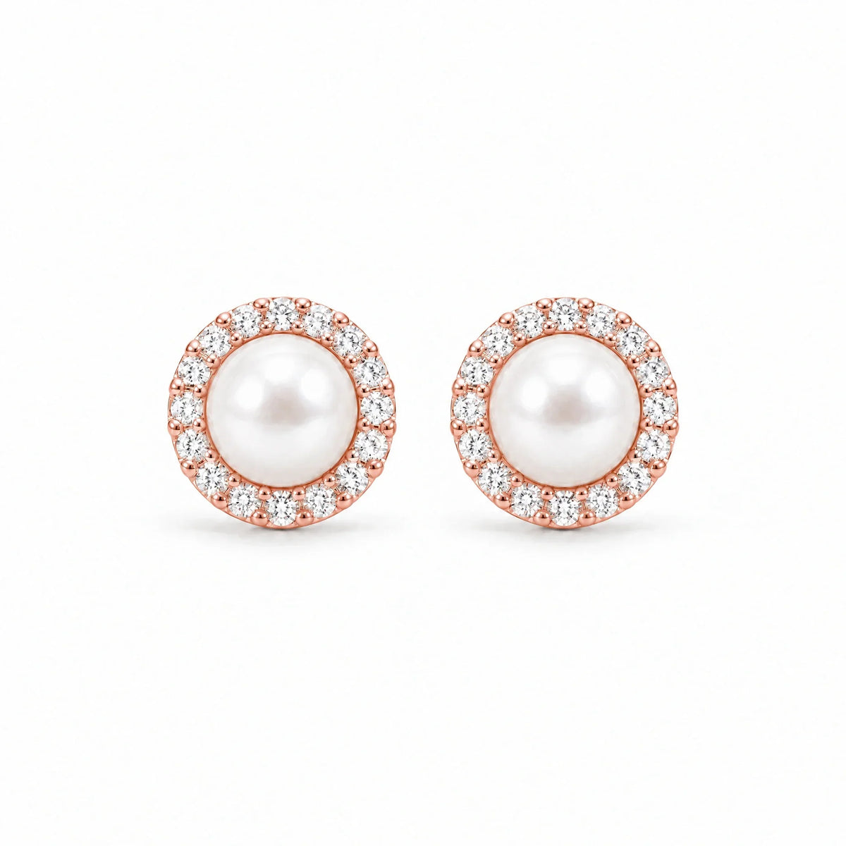 Marisol 18K Gold Plated 925 Sterling Silver Pearl Halo Stud Earrings