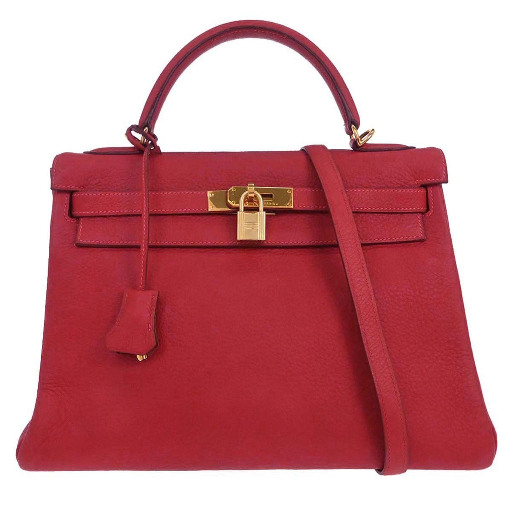 Kelly Handbag Red Togo with Gold Hardware 32