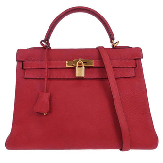 Kelly Handbag Red Togo with Gold Hardware 32