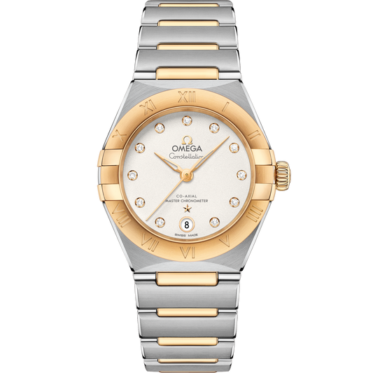 Omega Constellation 29 mm Steel Yellow Gold Silver Dial Bracelet 131.20.29.20.52.002