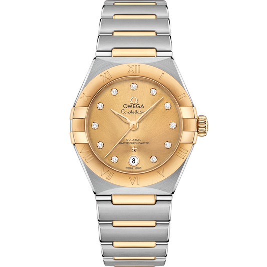 Omega Constellation 29 mm Steel Yellow Gold Yellow Dial Bracelet 131.20.29.20.58.001