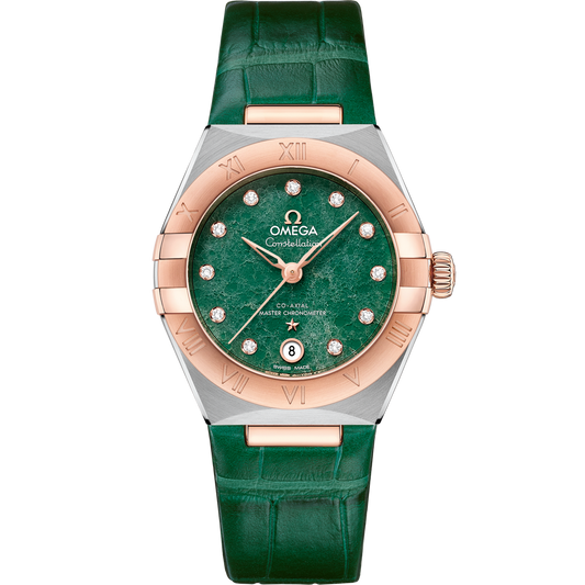 Omega Constellation 29 mm Steel Sedna Gold Green Dial Strap 131.23.29.20.99.001