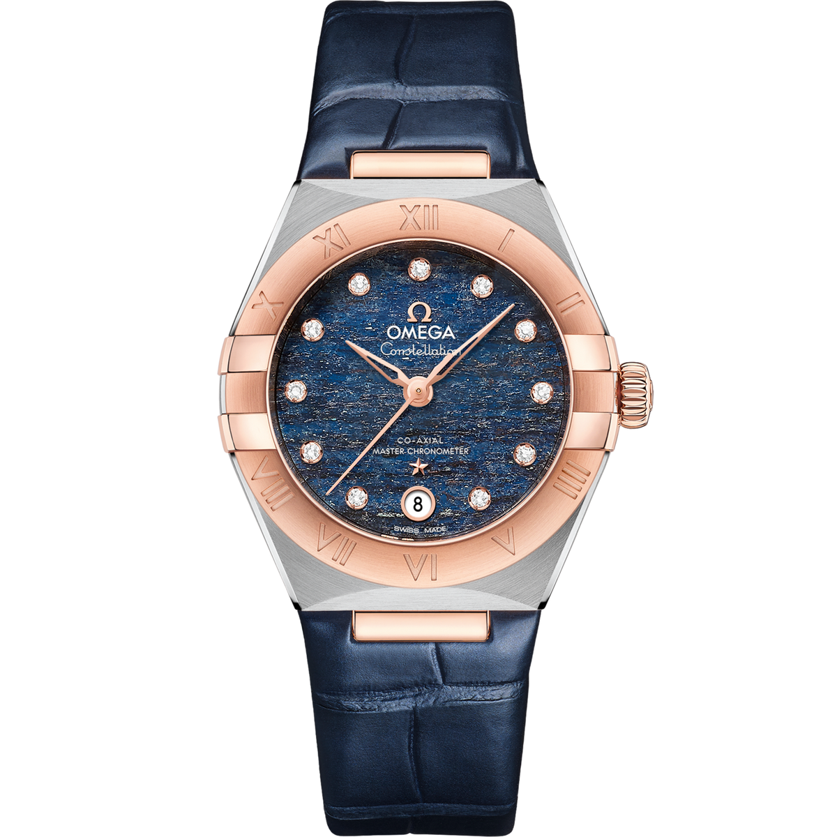 Omega Constellation 29 mm Steel Sedna Gold Blue Dial Strap 131.23.29.20.99.003
