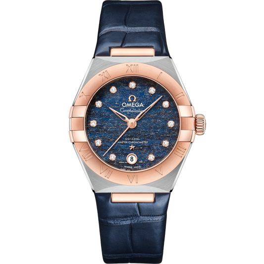 Omega Constellation 29 mm Steel Sedna Gold Blue Dial Strap 131.23.29.20.99.003