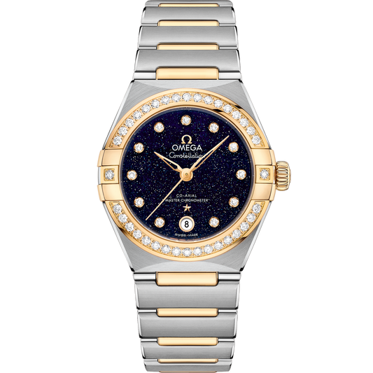 Omega Constellation 29 mm Steel Yellow Gold Blue Dial Bracelet 131.25.29.20.53.001