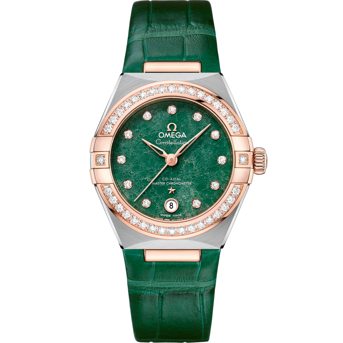 Omega Constellation 29 mm Steel Sedna Gold Green Dial Strap 131.28.29.20.99.001