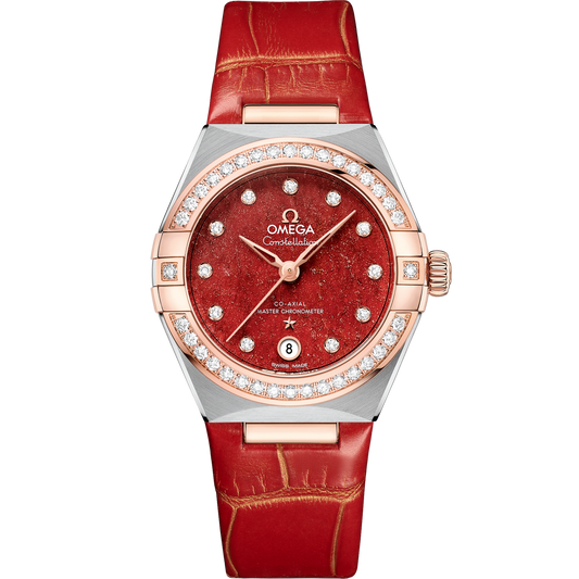 Omega Constellation 29 mm Steel Sedna Gold Red Dial Strap 131.28.29.20.99.002