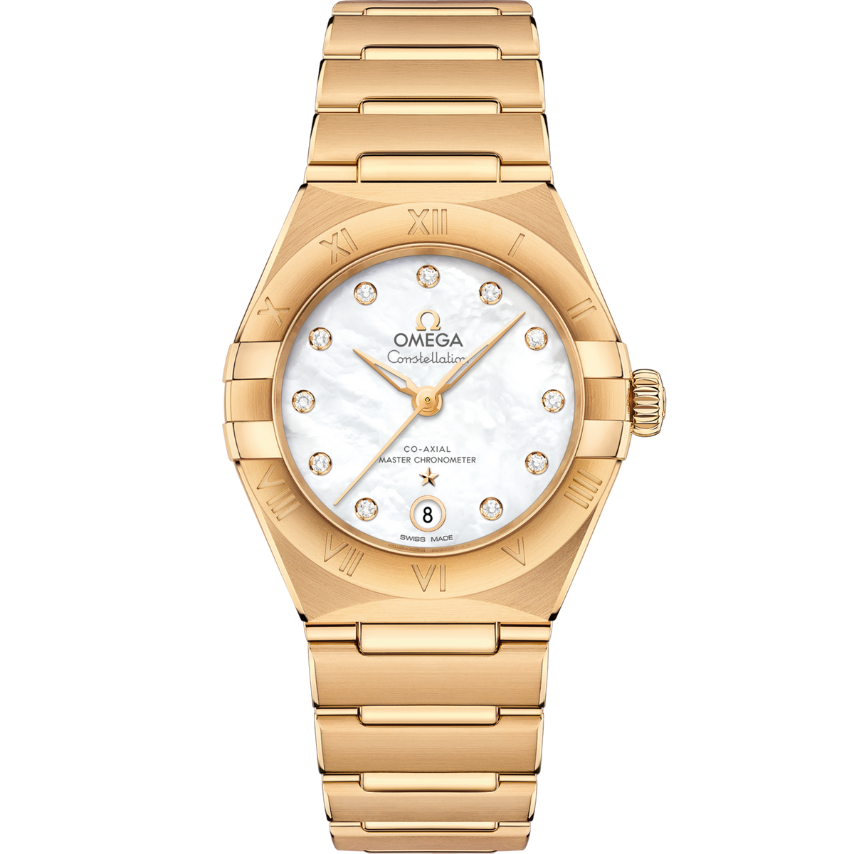 Omega Constellation 29 mm 18k Yellow Gold White Dial Bracelet 131.50.29.20.55.002