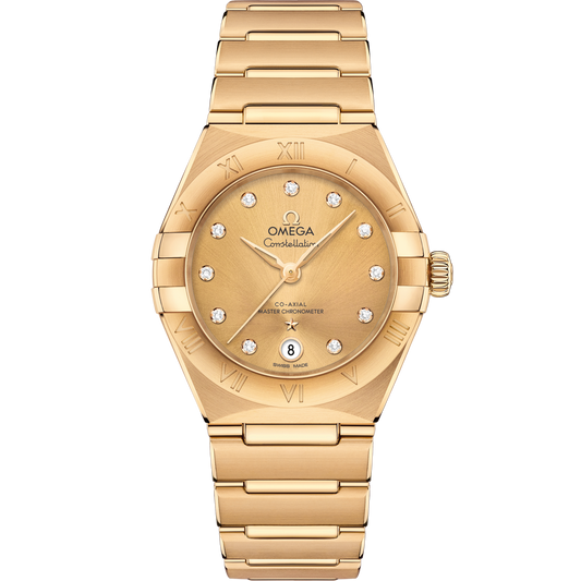 Omega Constellation 29 mm 18k Yellow Gold Yellow Dial Bracelet 131.50.29.20.58.001