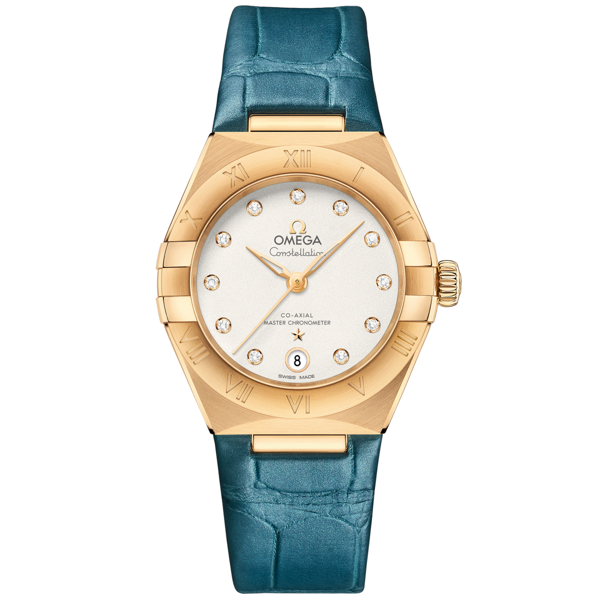 Omega Constellation 29 mm 18k Yellow Gold Silver Dial Strap 131.53.29.20.52.001