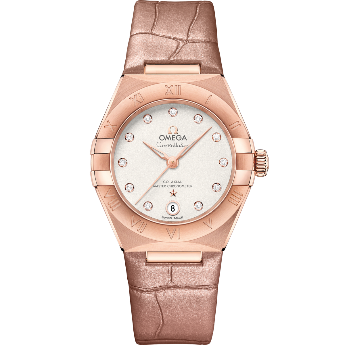 Omega Constellation 29 mm Sedna Gold Silver Dial Strap 131.53.29.20.52.002